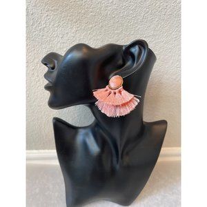 NWT Ettika Pink/Peach Tassel Fan Earrings